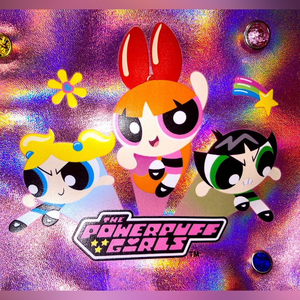 Y2K Powerpuff Girls Holographic Zipper Pouch, Approx. 8 Inches Across - Picture 2 of 8